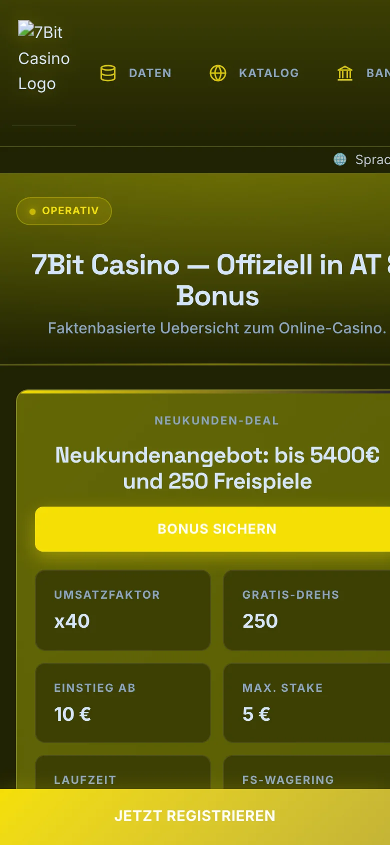 7Bit Casino mobile lobby screenshot