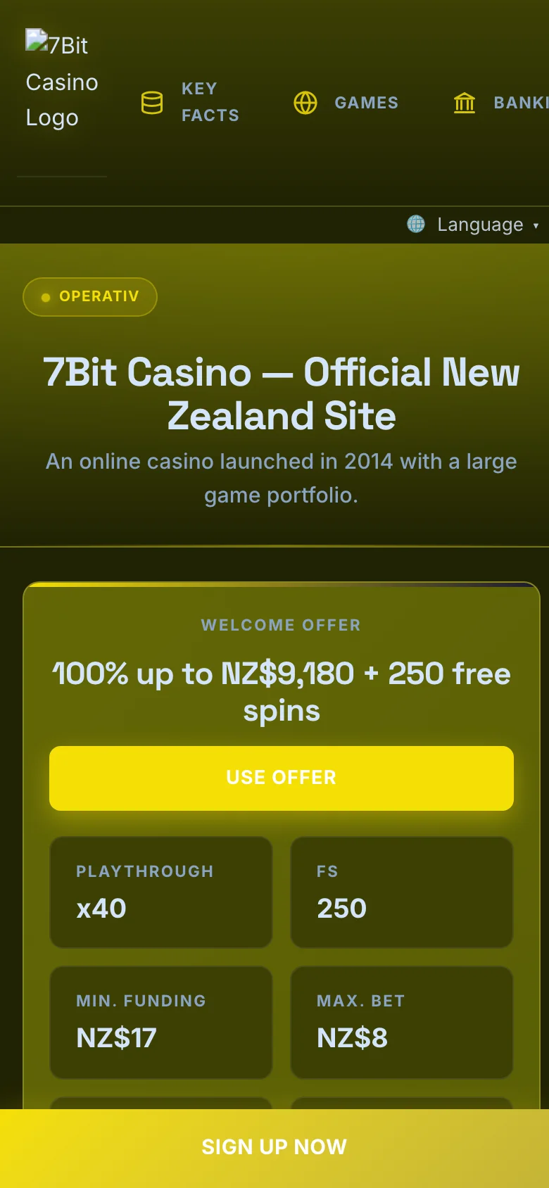 7Bit Casino mobile lobby screenshot