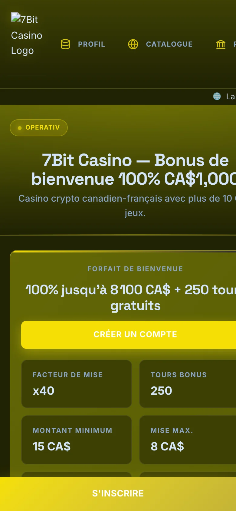 7Bit Casino mobile lobby screenshot